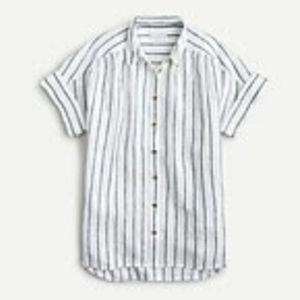J. Crew Irish linen shirt, white w/ graphite stripe